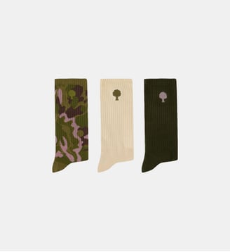 Chaussettes x3 hauteur mi-mollet - Faguo - Kaki