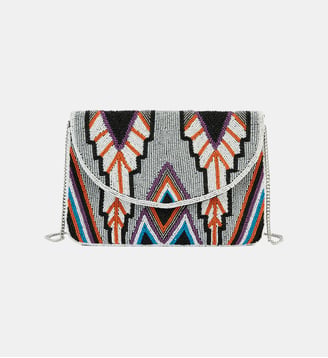 Sac pochette brodé de perles ALDRIC - Wild - Argenté