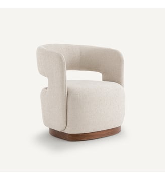 Fauteuil texturé pivotant base plaqué noyer Jesper - AM.PM - Ficelle