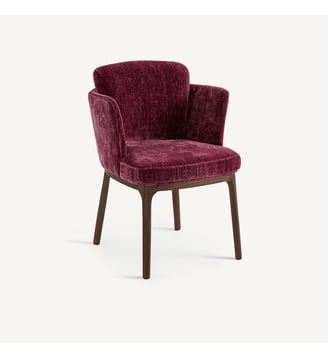 Fauteuil de table pied noyer et velours - AM.PM - Bourgogne