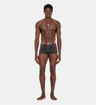 Lot de trois trunks en coton stretch à motif floral - Diesel - Noir et rouge