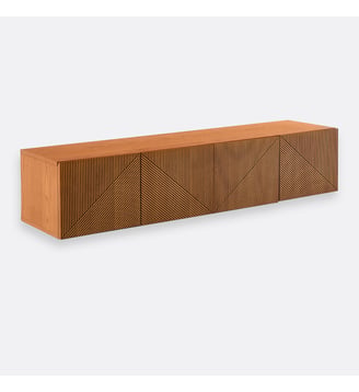 Meuble TV suspendu, 4 portes, longueur 140 cm - La Redoute Interieurs - Chêne