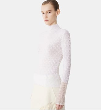 Haut Col Montant En Laine Et En Mohair - Lanvin - Blanc