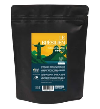 Café en grain 250G Le Brésilien - Intensité 3 - Pfaff - Noir