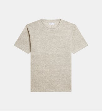 T-shirt mark en jersey de lin à rayures - Agnès b. - Beige foncé