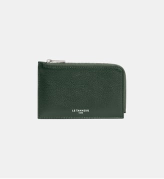 Porte cartes zippé Albertine en cuir grainé - Le Tanneur - Vert malachite