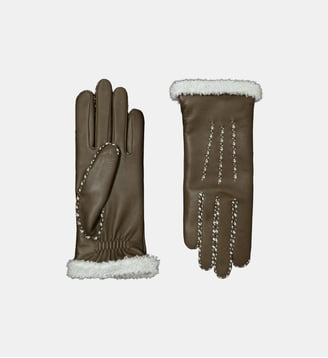 Gants Marie-Louise Femme Cuir Doublés Alpaga - Agnelle - Cognac
