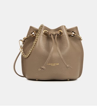 Petit sac bourse Alba Double en cuir - Lancaster - Taupe, in et or