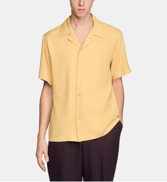 Chemise fluide à col requin - Sandro - Jaune pâle
