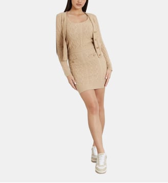 Mini-jupe maille torsadée - Guess - Beige