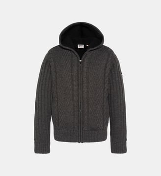 Gilet à capuche doublé sherpa - Schott - Anthracite chiné