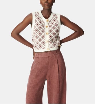 Cardigan crochet sans manches - Ikks - Magnum