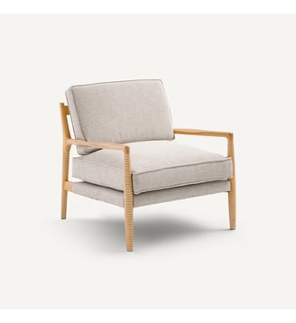 Fauteuil en chêne massif et tissu coton chiné - AM.PM - Chêne naturel