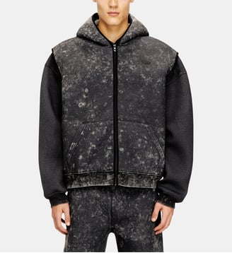 Veste en néoprène sans manches avec lavage effet marbré - Diesel - Noir et gris