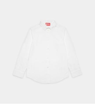 Chemise en popeline avec logo Oval D - Diesel Kids - Blanc