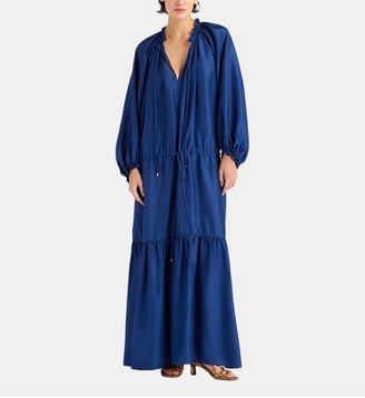 Robe viento en habotai uni - Momonì - Bleu marine
