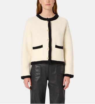 Gilet en bouclette contrastée - EWA - Gerard Darel - Écru
