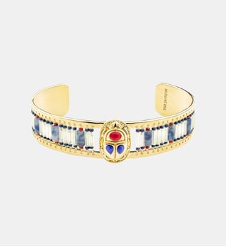 Bracelet jonc de perles tissées avec cabochon central KAYANNE - Hipanema - Indigo