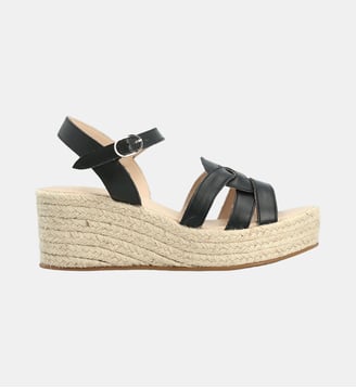 Sandale corde urbino - cuir lisse - Manfield - Noir