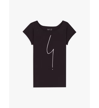 t-shirt Australie "point d'ironie" blanc manches courtes - Agnès b. - Noir