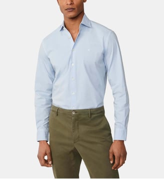 Chemise Coupe Ajustée Teinte En Pièce En Popeline - Hackett London - Bleu ciel