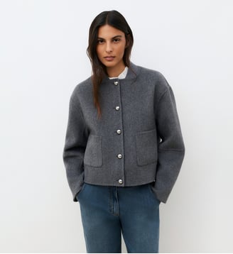 Manteau galison - Motif uni - Laine recyclee - Caroll - Gris