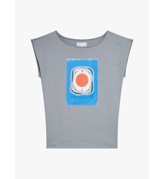 t-shirt en coton imprimé - Agnès b. - Gris falaise