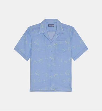 Chemise bowling en lin Bubble 3D - Vilebrequin - Cloudy