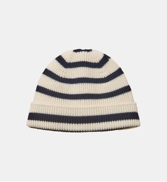 Bonnet laine mérinos enfant - Cyrillus X les 3 Tricoteurs - Cyrillus - Rayure marine