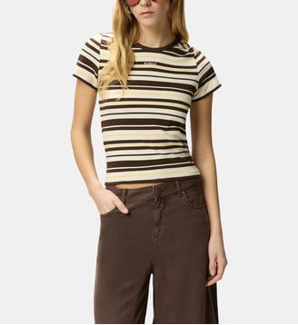 T-shirt cropped à rayures et logo pinko Pinko