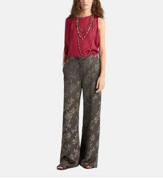 Pantalon candeo en jacquard de viscose - Momonì - Brun