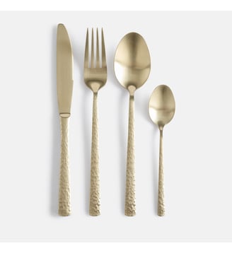 Ménagère 24 couverts manches martelés, en inox - La Redoute Interieurs - Doré