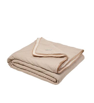 Couvre-Lit  Chambray doublé de polaire - Madura - Beige naturel et feston carame
