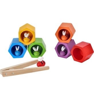 Jeu de pince Nids d'abeilles - PlanToys - Multicolore