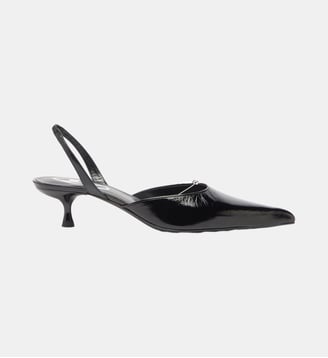 D-Ten&Half - Slingbacks en cuir avec bijou Oval D - Diesel - Noir