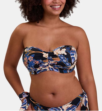 Haut de maillot de bain bandeau Fidji - Sans Complexe - Imprimé exotique noir