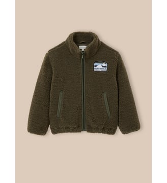 Cardigan zippé en sherpa Garçon - Cyrillus - Kaki