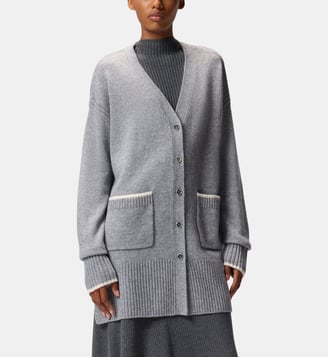 Cardigan long à col v - Pinko - Gris gris monument