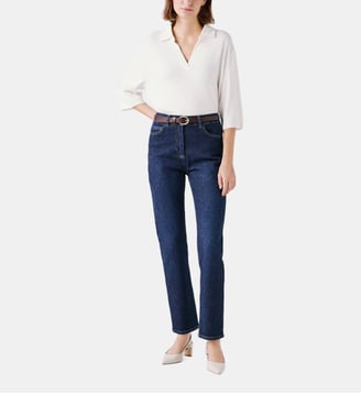 Pantalon pop - Motif uni - Coupe droite - Caroll - Denim double stone