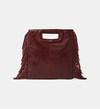 Sac à main M en cuir craquelé - Maje - Bordeaux