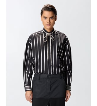 Chemise rayée à lacets brillants - Pinko - Noir et blanc