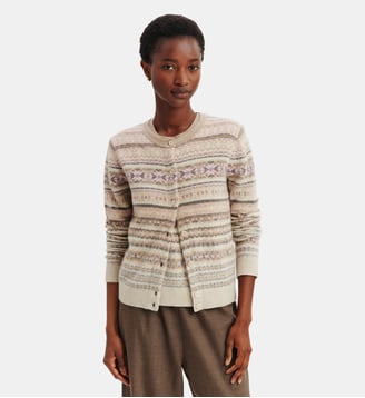 Cardigan fairisle - Bompard - Rose quartz et avoine