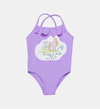 Maillot de bain une pièce avec logo imprimé - Marni - Violette