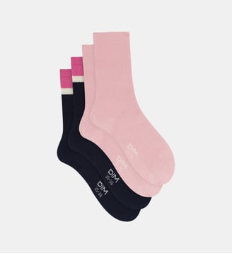 Lot de 2 paires de mi-chaussettes Modal Fancy - Dim - Rose clair