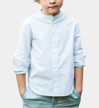 Chemise lin et coton - Cyrillus - Rayure céladon
