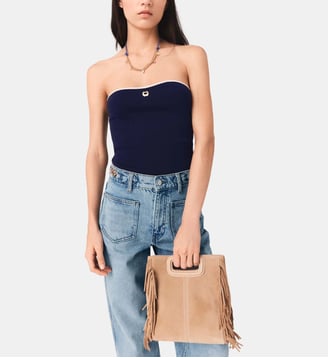 Bustier en maille contrastée - Maje - Marine