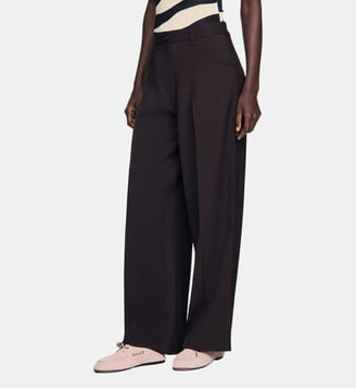 Pantalon large - Sandro - Marron