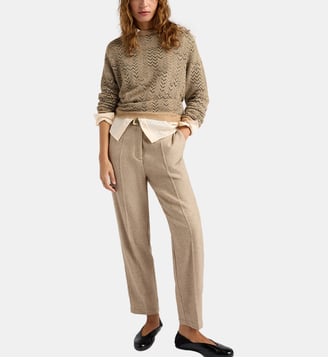Pantalon matthieu en chevron de laine - Momonì - Beige