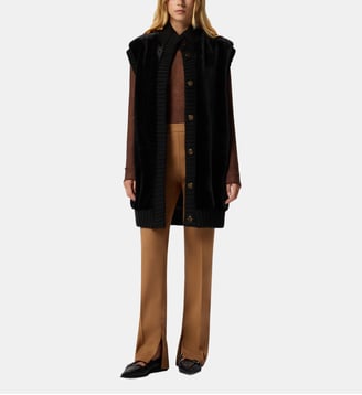 Gilet long en fourrure synthétique - Pinko - Limousine noire