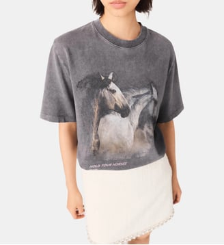 Tee shirt imprimé cheval - Maje - Gris